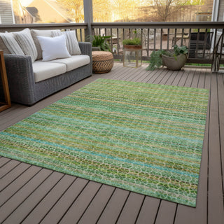 Piper Looms Chantille Stripes ACN2155 Teal Machine Washable Area Rug Outdoor Lifestyle Image Feature