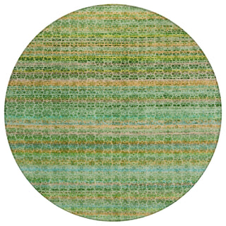 Piper Looms Chantille Stripes ACN2155 Teal Machine Washable Area Rug Round Main Image