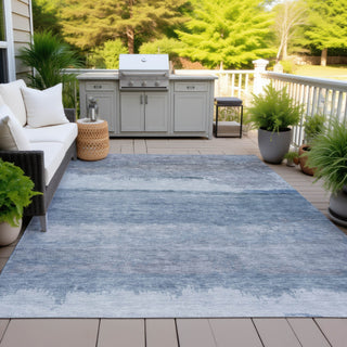 Piper Looms Chantille Modern ACN2156 Blue Machine Washable Area Rug Outdoor Lifestyle Image Feature