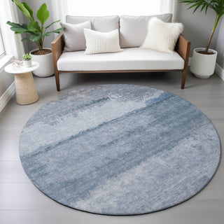 Piper Looms Chantille Modern ACN2156 Blue Machine Washable Area Rug Round Lifestyle Image Feature