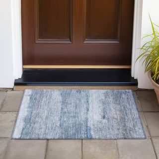 Piper Looms Chantille Modern ACN2156 Blue Machine Washable Area Rug Scatter Outdoor Lifestyle Image Feature