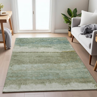 Piper Looms Chantille Modern ACN2156 Green Machine Washable Area Rug Lifestyle Image Feature