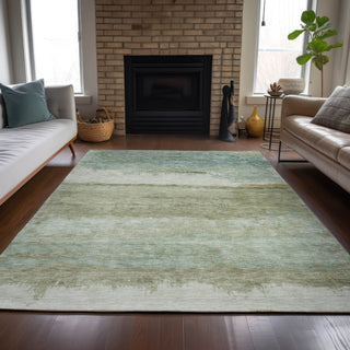 Piper Looms Chantille Modern ACN2156 Green Machine Washable Area Rug Lifestyle Image Feature