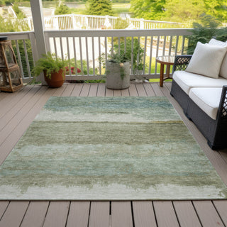 Piper Looms Chantille Modern ACN2156 Green Machine Washable Area Rug Outdoor Lifestyle Image Feature