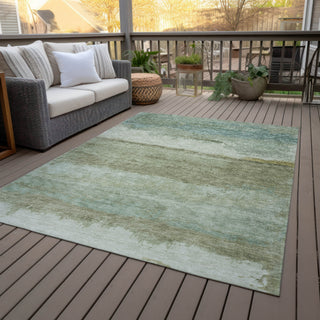 Piper Looms Chantille Modern ACN2156 Green Machine Washable Area Rug Outdoor Lifestyle Image Feature