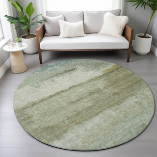 Piper Looms Chantille Modern ACN2156 Green Machine Washable Area Rug Round Lifestyle Image Feature