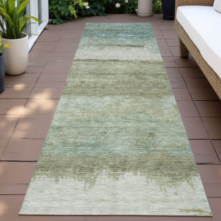 Piper Looms Chantille Modern ACN2156 Green Machine Washable Area Rug Runner Outdoor Lifestyle Image Feature