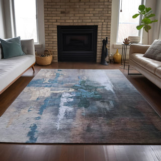 Piper Looms Chantille Abstract ACN2157 Blue Machine Washable Area Rug Lifestyle Image Feature