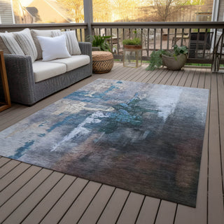 Piper Looms Chantille Abstract ACN2157 Blue Machine Washable Area Rug Outdoor Lifestyle Image Feature