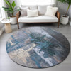 Piper Looms Chantille Abstract ACN2157 Blue Machine Washable Area Rug Round Lifestyle Image Feature
