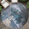 Piper Looms Chantille Abstract ACN2157 Blue Machine Washable Area Rug Round Outdoor Lifestyle Image Feature