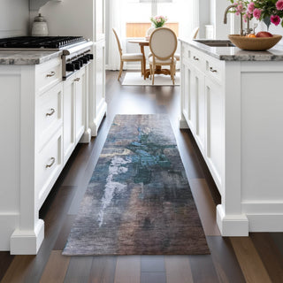 Piper Looms Chantille Abstract ACN2157 Blue Machine Washable Area Rug Runner Lifestyle Image Feature