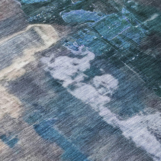 Piper Looms Chantille Abstract ACN2157 Blue Machine Washable Area Rug Swatch Image