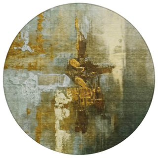 Piper Looms Chantille Abstract ACN2157 Brown Machine Washable Area Rug Round Main Image