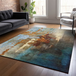 Piper Looms Chantille Abstract ACN2157 Paprika Machine Washable Area Rug Lifestyle Image Feature