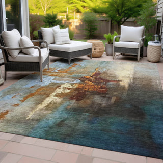 Piper Looms Chantille Abstract ACN2157 Paprika Machine Washable Area Rug Outdoor Lifestyle Image Feature