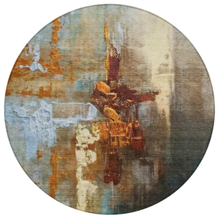 Piper Looms Chantille Abstract ACN2157 Paprika Machine Washable Area Rug Round Main Image