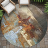 Piper Looms Chantille Abstract ACN2157 Paprika Machine Washable Area Rug Round Outdoor Lifestyle Image Feature