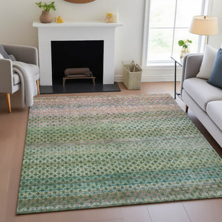 Piper Looms Chantille Abstract ACN2158 Aloe Machine Washable Area Rug Lifestyle Image Feature