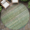 Piper Looms Chantille Abstract ACN2158 Aloe Machine Washable Area Rug Round Outdoor Lifestyle Image Feature