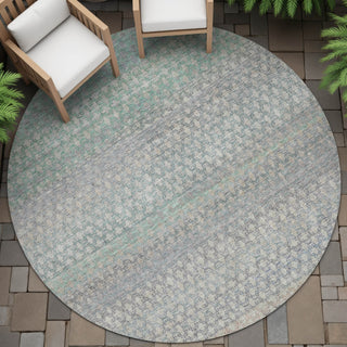 Piper Looms Chantille Abstract ACN2158 Beige Machine Washable Area Rug Round Outdoor Lifestyle Image Feature