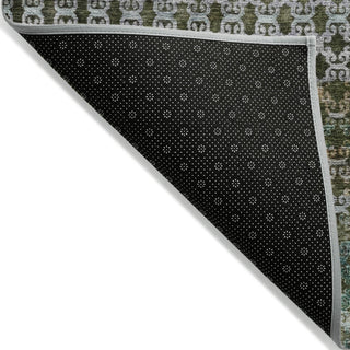 Piper Looms Chantille Abstract ACN2158 Green Machine Washable Area Rug Backing Image