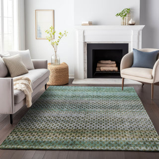 Piper Looms Chantille Abstract ACN2158 Green Machine Washable Area Rug Lifestyle Image Feature