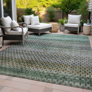 Piper Looms Chantille Abstract ACN2158 Green Machine Washable Area Rug Outdoor Lifestyle Image Feature