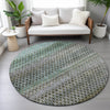 Piper Looms Chantille Abstract ACN2158 Green Machine Washable Area Rug Round Lifestyle Image Feature