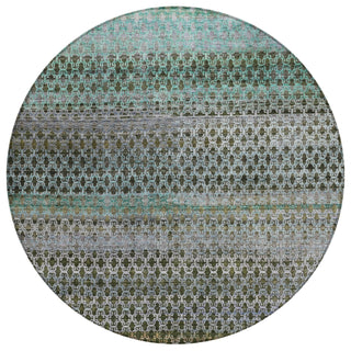 Piper Looms Chantille Abstract ACN2158 Green Machine Washable Area Rug Round Main Image