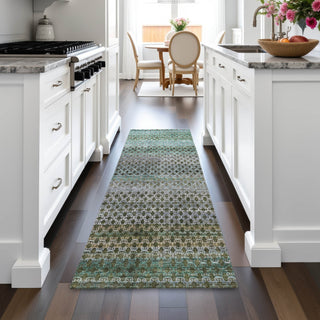 Piper Looms Chantille Abstract ACN2158 Green Machine Washable Area Rug Runner Lifestyle Image Feature