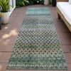 Piper Looms Chantille Abstract ACN2158 Green Machine Washable Area Rug Runner Outdoor Lifestyle Image Feature