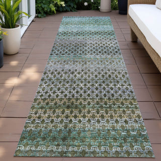Piper Looms Chantille Abstract ACN2158 Green Machine Washable Area Rug Runner Outdoor Lifestyle Image Feature