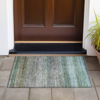 Piper Looms Chantille Abstract ACN2158 Green Machine Washable Area Rug Scatter Outdoor Lifestyle Image Feature