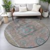 Piper Looms Chantille Global ACN2159 Copper Machine Washable Area Rug Round Lifestyle Image Feature