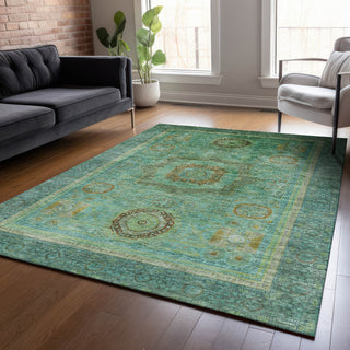 Piper Looms Chantille Global ACN2159 Green Machine Washable Area Rug Lifestyle Image Feature