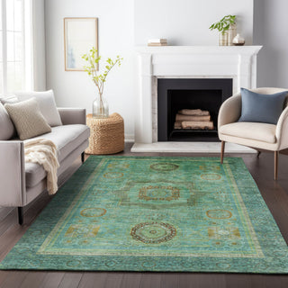 Piper Looms Chantille Global ACN2159 Green Machine Washable Area Rug Lifestyle Image Feature