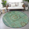 Piper Looms Chantille Global ACN2159 Green Machine Washable Area Rug Round Lifestyle Image Feature
