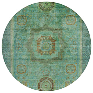 Piper Looms Chantille Global ACN2159 Green Machine Washable Area Rug Round Main Image