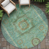 Piper Looms Chantille Global ACN2159 Green Machine Washable Area Rug Round Outdoor Lifestyle Image Feature