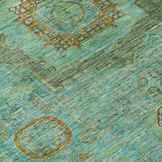 Piper Looms Chantille Global ACN2159 Green Machine Washable Area Rug Swatch Image