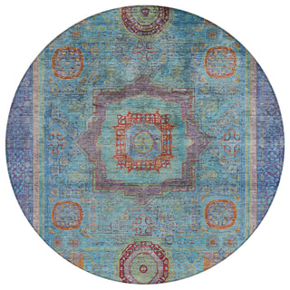 Piper Looms Chantille Global ACN2159 Teal Machine Washable Area Rug Round Main Image
