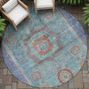 Piper Looms Chantille Global ACN2159 Teal Machine Washable Area Rug Round Outdoor Lifestyle Image Feature