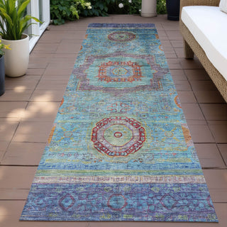 Piper Looms Chantille Global ACN2159 Teal Machine Washable Area Rug Runner Outdoor Lifestyle Image Feature