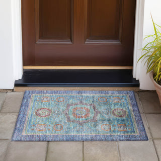 Piper Looms Chantille Global ACN2159 Teal Machine Washable Area Rug Scatter Outdoor Lifestyle Image Feature