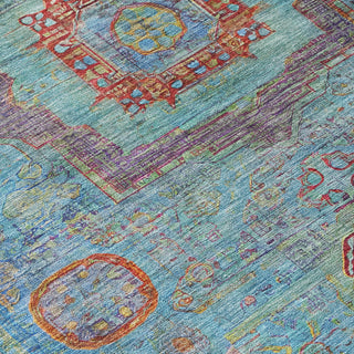Piper Looms Chantille Global ACN2159 Teal Machine Washable Area Rug Swatch Image