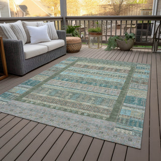 Piper Looms Chantille Stripes ACN2160 Aloe Machine Washable Area Rug Outdoor Lifestyle Image Feature