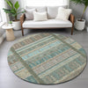 Piper Looms Chantille Stripes ACN2160 Aloe Machine Washable Area Rug Round Lifestyle Image Feature