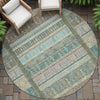 Piper Looms Chantille Stripes ACN2160 Aloe Machine Washable Area Rug Round Outdoor Lifestyle Image Feature