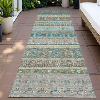 Piper Looms Chantille Stripes ACN2160 Aloe Machine Washable Area Rug Runner Outdoor Lifestyle Image Feature